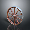 Vintage Wooden Wheel With Metal Rim A Decorative Household Item For Home Use