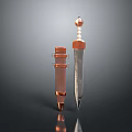 Decorative Ornate Sword With Metallic Blade Copper Leather Scabbard And Decorative Hilt