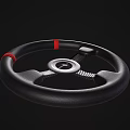 Sporty Black Steering Wheel With Red Accents And Carbon Fiber Trim Design