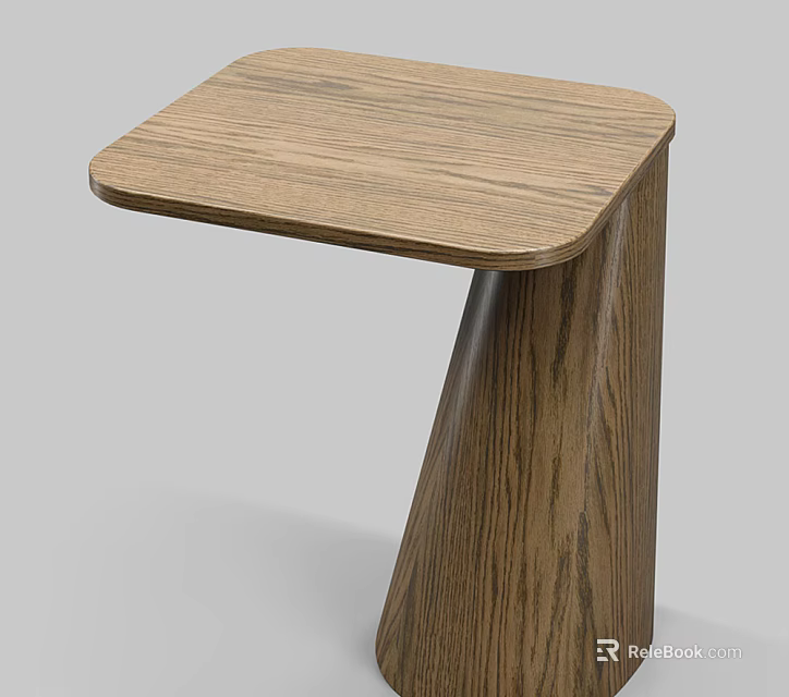 Wooden Side Table with Modern Design Unique Angled Leg and Sleek Square Top 3d model 
