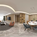 Modern Living and Dining Room Interior Design With Sofa TV Plant and Coffee Table
