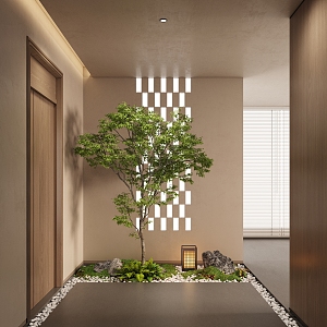 Home Decorative Entrance Porch Away Green Planting Landscape Interior Landscaping Silent Cream Style 3d model