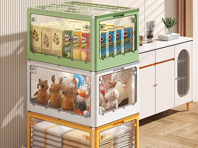 Multilayer Storage Shelf with Transparent Doors for Organizing Snacks Toys and Towels 3d model
