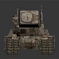 Detailed Camouflage Tank With Armored Turret Long Cannon And Tracks