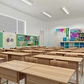 Modern Classroom Primary School Art Classroom Table and Chair Combination 3d model