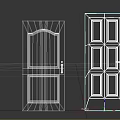 Wooden Hinged Doors With Arched Top And Square Panel Designs And Metal Handles