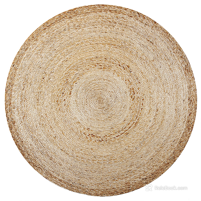 Natural Woven Round Jute Rug for Neutral Living Room Stylish Home Decor 3d model 