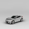 Silver Two Door Sports Car Streamlined Body Silver Wheels Red Brake Calipers
