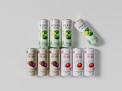 FISO Canned Beverages With Lime Strawberry And Grape Fruit Flavors 3d model