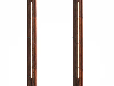 Brown Wooden Floor Lamps With Long Strip Design And Illuminated Lines For Modern Decor 3d model