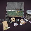 Garbage combination, street garbage, garbage can, waste articles 3d model