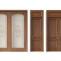 Wooden Hinged Doors Featuring Glass Panels Decorative Patterns And Panel Designs 3d model