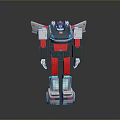 Winged Robot Action Figure With Red White Blue Gray Colors And Standing Pose