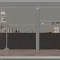 Modern Shoe Cabinet with Wooden Doors Drawers Shelves and Decorative Plants