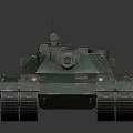 Military Tank With Green Camouflage Paint Long Barrel Turret And Tracks