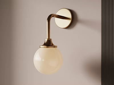 Modern Gold Wall Mounted Lamp With White Frosted Spherical Glass Shade 3d model