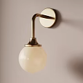 Modern Gold Wall Mounted Lamp With White Frosted Spherical Glass Shade