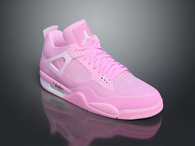 Pink Air Jordan 4 Sneakers With Mesh Upper And Jumpman Logo 3d model