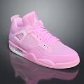 Pink Air Jordan 4 Sneakers With Mesh Upper And Jumpman Logo