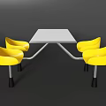 Modern Dining Table Set With White Tabletop And Four Yellow Chairs 3d model