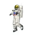 Decorative Astronaut Figurine Ornament Set With White Spacesuit Golden Helmet And Backpack