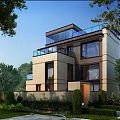 Lush Landscaped Garden in Modern Residential Complex With Central Pathway and Greenery Flowers