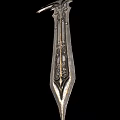 Decorative Medieval Style Sword Weapon With Carved Blade And Crown Shaped Hilt