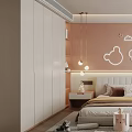 Cute Kids Room Interior With Pink Walls Cloud Moon Star Decals Bed And Desk