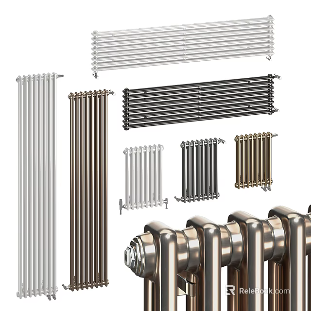 Modern Radiators in Various Styles with Silver Black and Copper Metal Finishes 3d model 