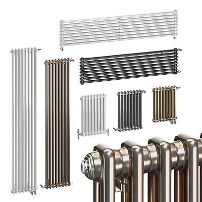 Modern Radiators in Various Styles with Silver Black and Copper Metal Finishes 3d model