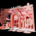 Pink Themed Floral Space With Cherry Blossom Archway And Bench In Zhongtai Scenery