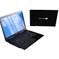 COUGAR Laptop With Black Body And Blue Screen Display Alongside Brand Box