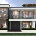 Modern Detached Villa With Large Glass Facade Rooftop Terrace And Lush Greenery