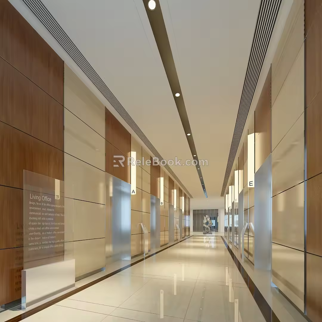 modern elevator hall elevator car 3d model