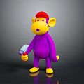 Purple Monkey Game Character With Red Hat Yellow Face Hands And Hammer