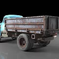 Old Vintage Blue Truck With Rusty Worn Exterior And Open Flatbed Design