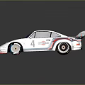 Martini Racing Race Car Model With White Body Blue Red Stripes Number 4 Rear Wing