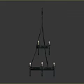 Hanging Tiered Black Metal Candle Lamp With Multiple Candles For Home Decoration