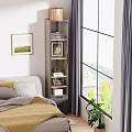 Modern Minimalist Entryway Side Cabinet With Storage Shelves Near Window And Plant Decoration