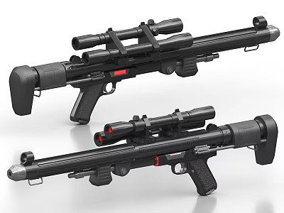Two Black Tactical Rifles Featuring Scopes Barrel And Ergonomic Stock Design 3d model