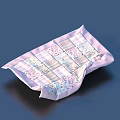Pink Fabric Pillow With Plaid And Floral Patterns And Pleated Design
