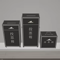 Gray Public Facility Voting Boxes in Different Sizes With Text Labels for Election 3d model