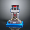 Industrial Mechanical Device With Red Indicator Lights Blue Cables And Blue Base