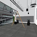 Spacious Fitness Gym Interior With Wooden Frame Suspension Training Equipment Mirrors And Green Plants