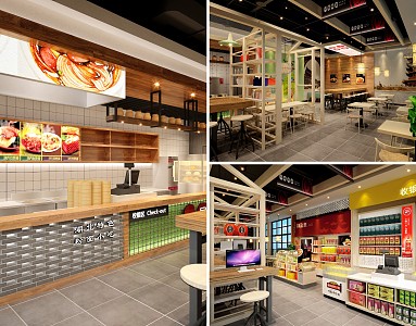 New Chinese Convenience Store Convenience Store Restaurant Cafe 3d model