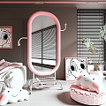 Cream style mirror Full-length mirror Dressing mirror 3d model