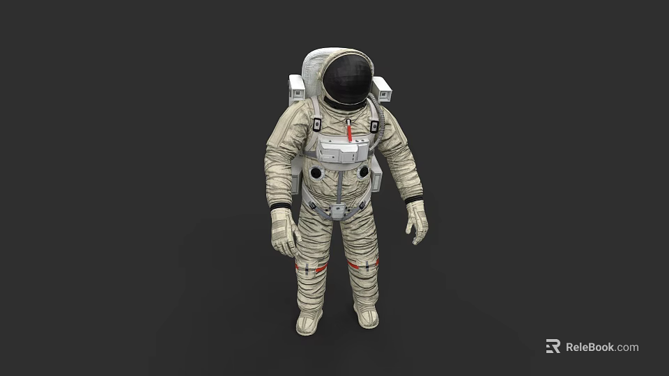 Game Movie Character Astronaut in Light Colored Spacesuit with Helmet and Backpack on Dark Background 3d model 