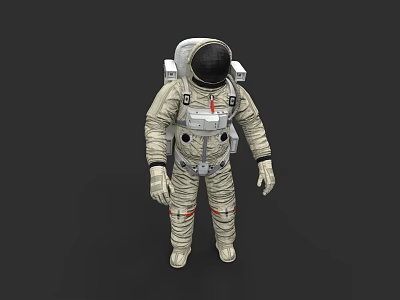 Game Movie Character Astronaut in Light Colored Spacesuit with Helmet and Backpack on Dark Background 3d model