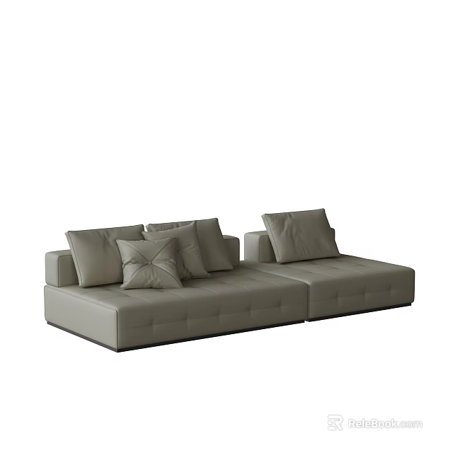 Modern Gray Sectional Sofa With Multiple Cushions And Modular Design 3d model