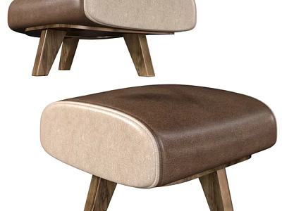 Modern Leisure Chair With Brown And Beige Upholstered Seat And Wooden Legs Design 3d model